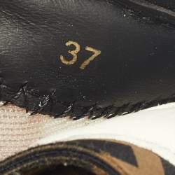 Pre Owned Fendi White/Grey Suede, Mesh and Patent Leather Flow Sneakers Size 37