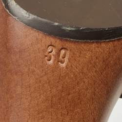 Fendi Brown Canvas Logo Platform Open Toe Slide Sandals Size 39