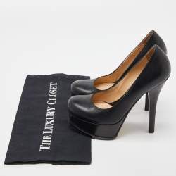 Pre Owned Fendi Black Leather Fendista Platform Pumps Size 35