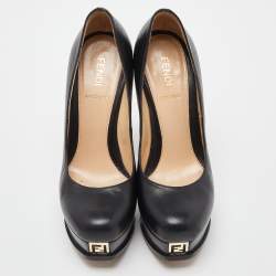 Pre Owned Fendi Black Leather Fendista Platform Pumps Size 35