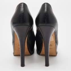 Pre Owned Fendi Black Leather Fendista Platform Pumps Size 35