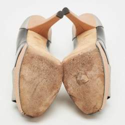 Pre Owned Fendi Multicolor Fendista Colorblock Lizard-Embossed Leather Peep Toe Pumps Size 40