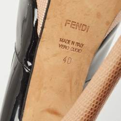 Pre Owned Fendi Multicolor Fendista Colorblock Lizard-Embossed Leather Peep Toe Pumps Size 40