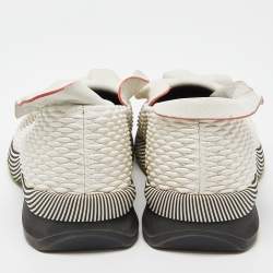 Pre Owned Fendi White Leather Ruffle Trim Slip On Sneakers Size 39