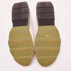 Pre Owned Fendi White Leather Ruffle Trim Slip On Sneakers Size 39