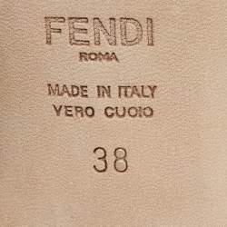Pre Owned Fendi Beige Zucca Velvet Colibri Forever Logo Slingback Pumps Size 38
