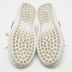 Pre Owned Fendi White/Brown FF Canvas and Leather Motif Lace Up Sneakers Size 39