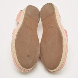 Fendi Pink Zucca Canvas Ankle Tie Espadrille Flats Size 38