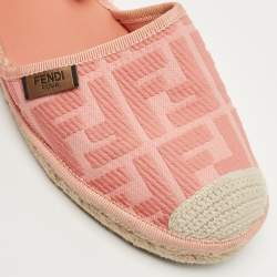 Fendi Pink Zucca Canvas Ankle Tie Espadrille Flats Size 38