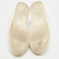 Pre Owned Fendi White Leather And Brown FF Knit Fabric Rockoclick Low Top Sneakers Size 38