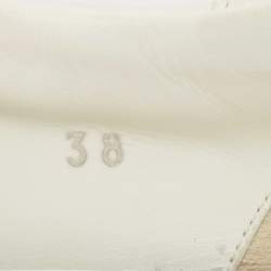 Pre Owned Fendi White Leather And Brown FF Knit Fabric Rockoclick Low Top Sneakers Size 38