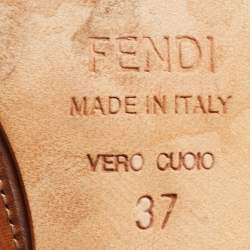 Pre Owned Fendi Brown Leather FF Pointed Toe Pumps Size 37