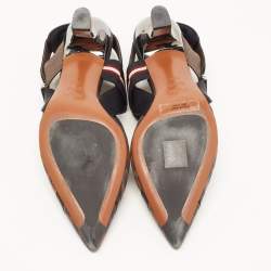 Fendi Multicolor Canvas and Mesh Colibri Pumps Size 38.5