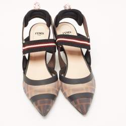 Fendi Multicolor Canvas and Mesh Colibri Pumps Size 38.5