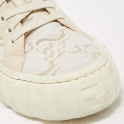 Pre Owned Fendi Tricolor Embroidered Canvas and Leather Low Top Sneakers Size 37