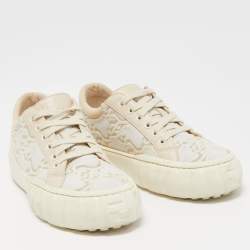 Pre Owned Fendi Tricolor Embroidered Canvas and Leather Low Top Sneakers Size 37