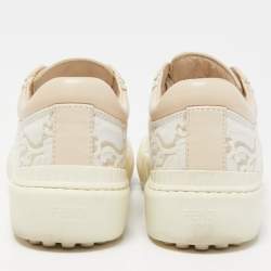 Pre Owned Fendi Tricolor Embroidered Canvas and Leather Low Top Sneakers Size 37