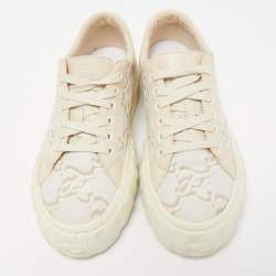 Pre Owned Fendi Tricolor Embroidered Canvas and Leather Low Top Sneakers Size 37