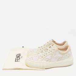 Pre Owned Fendi Tricolor Embroidered Canvas and Leather Low Top Sneakers Size 37