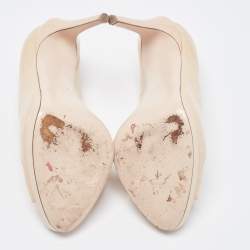 مملوكة مسبقًا Fendi Beige Patent Leather Peep Toe Pumps Size 39