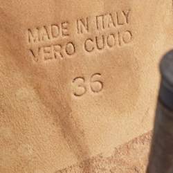 Pre Owned Fendi Gold Patent Leather Peep Toe Slides Size 36