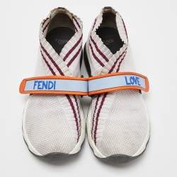 Fendi Off White Knit Fabric Rockoko Sneakers Size 37