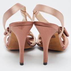 Fendi Beige Satin Crystal Embellished Bow Slingback Sandals Size 37