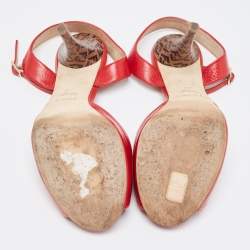 Fendi Red Leather  Open Toe Ankle Strap Sandals Size 39