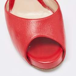 Fendi Red Leather  Open Toe Ankle Strap Sandals Size 39