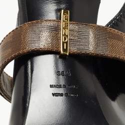 Pre Owned Fendi Black Patent Leather fframe Mary Jane Pumps Size 38.5