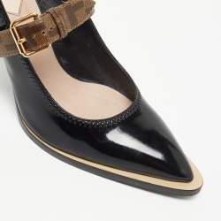 Pre Owned Fendi Black Patent Leather fframe Mary Jane Pumps Size 38.5