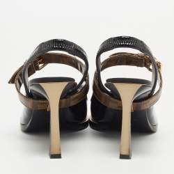 Pre Owned Fendi Black Patent Leather fframe Mary Jane Pumps Size 38.5