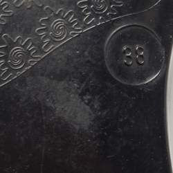 Pre Owned Fendi Black Jelly T-strap Slingback Flat Sandals Size 38