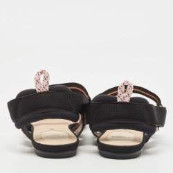 Pre Owned Fendi Black Mesh and Canvas Colibri Slingback Flats Size 39