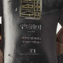 Pre Owned Fendi Black Mesh and Canvas Colibri Slingback Flats Size 39