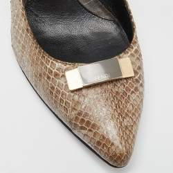 Fendi Beige/Brown Watersnake Leather Pointed Toe Pumps Size 39.5