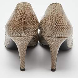 Fendi Beige/Brown Watersnake Leather Pointed Toe Pumps Size 39.5