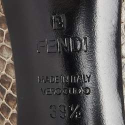 Fendi Beige/Brown Watersnake Leather Pointed Toe Pumps Size 39.5