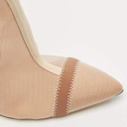 Pre Owned Fendi  Beige Mesh Rockoko Ankle Boots Size 38