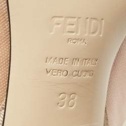Pre Owned Fendi  Beige Mesh Rockoko Ankle Boots Size 38