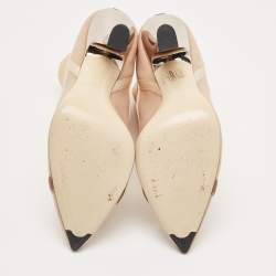 Pre Owned Fendi  Beige Mesh Rockoko Ankle Boots Size 38