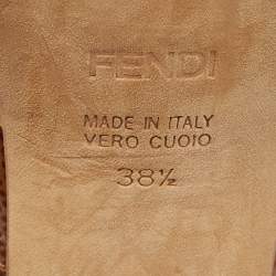 Pre Owned Fendi Brown/Yellow Lizard Embossed Fendista Pumps Size 38.5