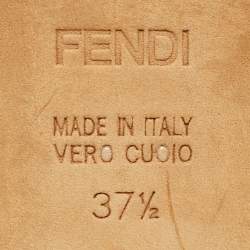 Pre Owned Fendi Brown Leather Platform Peep Toe Pumps Size 37.5