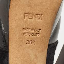 Pre Owned Fendi Black Leather And Suede Fendista Ankle Boots Size 36.5