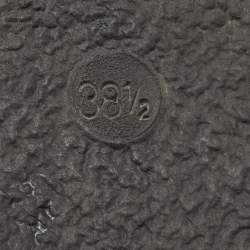 Pre Owned Fendi Black Patent Leather and Elastic T-Strap Wedge Sandals Size 38.5