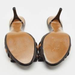 Fendi Brown Zucca Canvas And Leather Slide Sandals Size 38