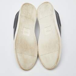 Pre Owned Fendi Black Leather and Logo Knit Rockoclick Slip On Sneakers Size 37