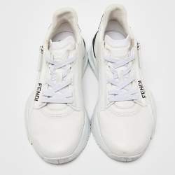 Pre Owned Fendi White Leather Flow Lace Up Sneakers Size 38