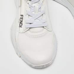 Pre Owned Fendi White Leather Flow Lace Up Sneakers Size 38