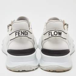 Pre Owned Fendi White Leather Flow Lace Up Sneakers Size 38